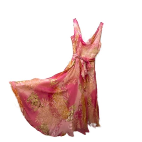 NWT VICTOR COSTA Womens Pink Drape Silk Dress Size 12 Fairycore Balletcore Flowy - Picture 4 of 12